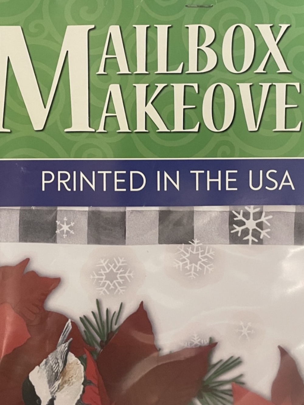 Merry Christmas Poinsettia Chickadee Magnetic Mailbox Cover Holiday Outdoor Deco